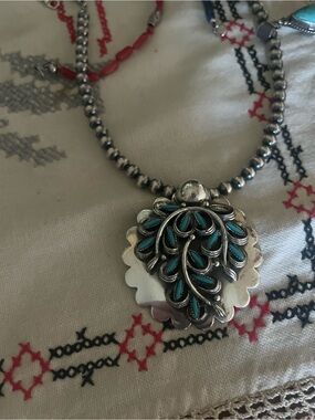 Turquoise needle point Pendant only - Women Jewelry